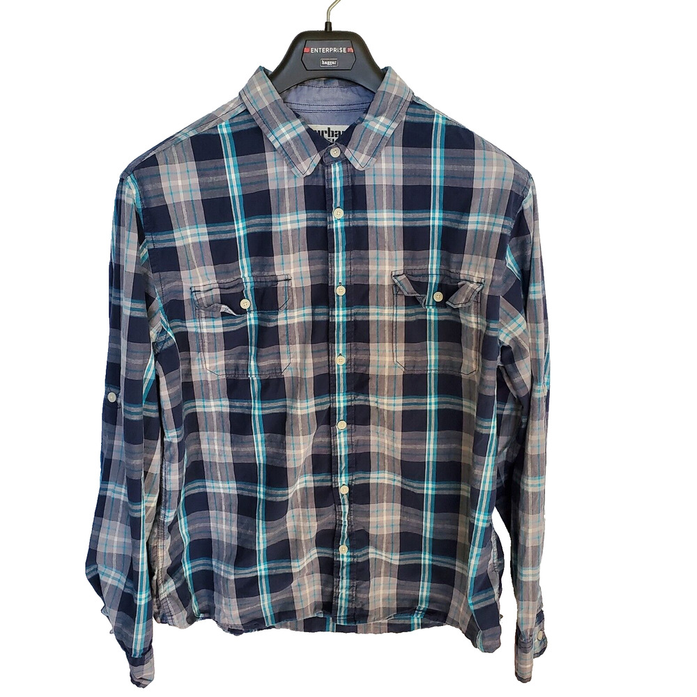 Urban Pipeline Shirt Men XL Button Up Collared Roll Up Cotton Pockets Gorpcore